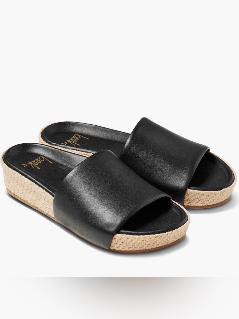 Beek Black Pelican Jute Slide Sandal leather slide size 10 NWT